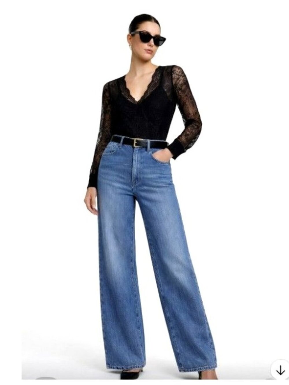 Alice + Olivia Jeans High Rise Wide Leg Jeans Designer Denim Chic Fit Y2k 28